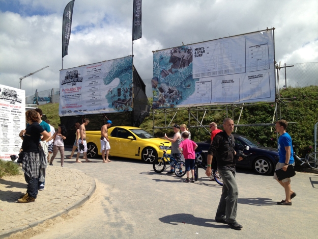 The Vauxhall Maloo causually blending in at Boardmasters Surf Festival